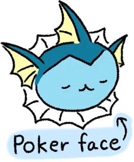 😶 Vaporeon Poker face покемон, милый, вода, животное, лицо telegram sticker