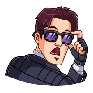 😱 sticker, cartoon, man, glasses, agent, spy, secret telegram sticker