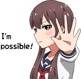 🖐 I'm possible! anime, girl, student, pose, stop, hand, expression telegram sticker