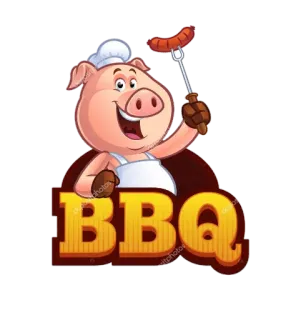 🐷 BBQ หมู, ไส้กรอก, บาร์บีคิว, บาร์บีคิว, อาหาร, ปิ้งย่าง, การ์ตูน telegram sticker