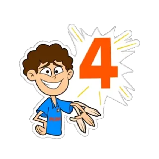 4⃣ 4 Nummer 4, Cartoonfigur, Zählen, Vier, Orange, Aufkleber telegram sticker