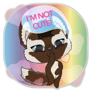 ☺️ I'M NOT CUTE! cerpelai, binatang, lucu, kartun, ilustrasi, kocak whatsapp sticker