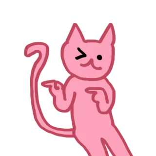 😉 gato, rosa, guiño, gesto, divertido, dibujo animado, animal telegram sticker