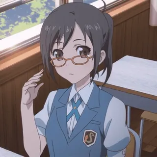 🤔 动漫, 女孩, 制服, 眼镜, 卡通 whatsapp sticker