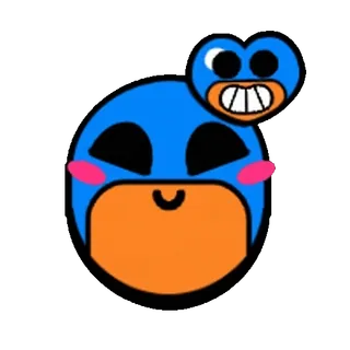 🥰 sticker, cartoon, character, blue, orange, game whatsapp sticker