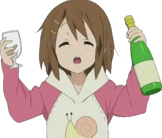 🍾 Anime, Ragazza, Bere, Vino, Lumaca, Cartone animato, Festa whatsapp sticker