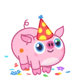 🥳 豚, 動物, お祝い, パーティー, 可愛い, 紙吹雪 telegram sticker