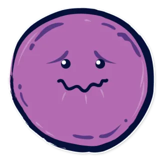 😖 triste, morado, dibujos animados, cara, círculo, personaje telegram sticker