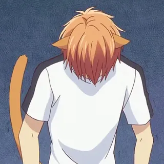 🐱 anime, cat ears, sad, orange hair, cartoon telegram sticker