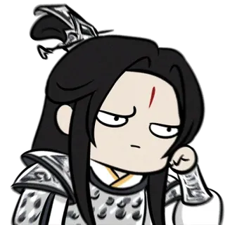 😒 จิบิ, อนิเมะ, ตัวละคร, สีหน้า, เบื่อ, ชุดเกราะ whatsapp sticker