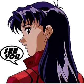 🤗 Misato Katsuragi Neon Genesis Evangelion SEE YOU Anime, Misato, Evangelion, Auf Wiedersehen, Abschied telegram sticker