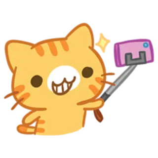 😁 猫, 漫画, 動物, かわいい, ステッカー, 自撮り, スマホ, キラキラ telegram sticker