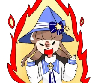 🔥 Anime, Bruxa, Irritado, Fogo, Desenho animado, Mago, Personagem telegram sticker