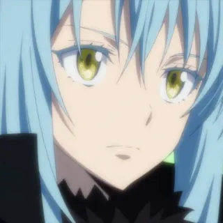 🙁 Rimuru Tempest That Time I Got Reincarnated as a Slime Аниме, Исекай, Слизь, Синие волосы, Желтые глаза telegram sticker