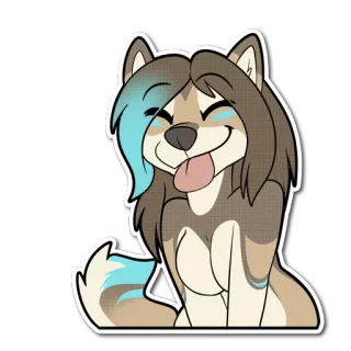 😋 cachorro, peludo, desenho animado, animal, fofo, adesivo, feliz telegram sticker