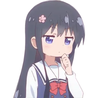 🤔 anime, girl, thinking, cute, school uniform, manga whatsapp sticker