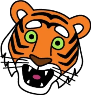 😳 tigre, animale, cartone animato, faccia, carino, fauna selvatica whatsapp sticker