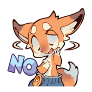 😔 NO vos, dier, cartoon, sticker, nee, uitdrukking telegram sticker