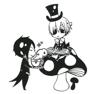 😌 Ciel Phantomhive Black Butler Anime, Black Butler, Ciel Phantomhive, Sebastian Michaelis, Tee, Pilz telegram sticker