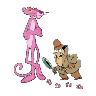 😝 Pink Panther pink, panther, cartoon, detective, inspector, footprints telegram sticker