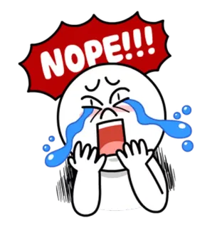 😭 NOPE!!! Мультфильм, Нет, Грустный, Плачет, Выражение, Эмоциональный telegram sticker