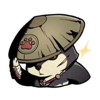💗 dog, animal, hat, paw, samurai, cute telegram sticker