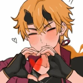 🍡 Thoma Genshin Impact Anime, Genshin Impact, Thoma, Postać, Serce, Miłość, Słodkie telegram sticker