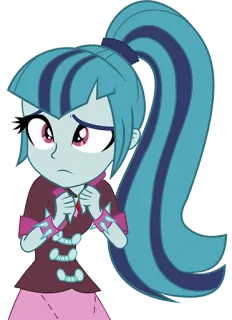 ☹️ Sonata Dusk My Little Pony: Equestria Girls การ์ตูน, อนิเมะ, ผู้หญิง, ผมหางม้า, ผมสีฟ้า, เศร้า telegram sticker