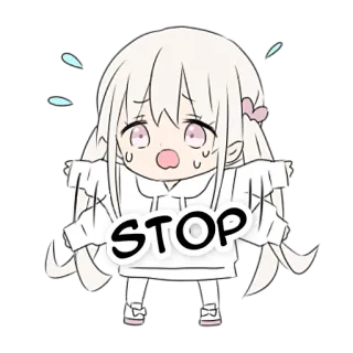🚫 STOP Anime, Stopp, Kawaii, Bittend, Cartoon, Illustration whatsapp sticker