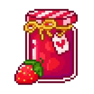 ❤️ strawberry, jam, pixel art, food, jar, fruit telegram sticker