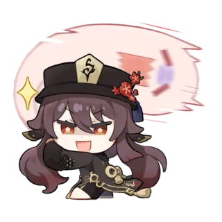 🌸 Hu Tao Genshin Impact Anime, Gioco, Chibi, Carino, Attacco telegram sticker