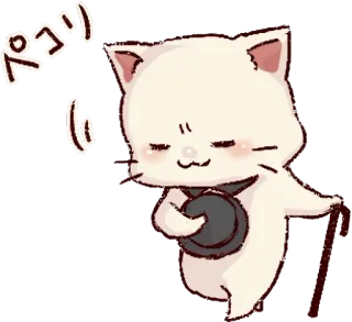 😇 ペコリ cat, bowing, greeting, animal, cute, kawaii, apology telegram sticker