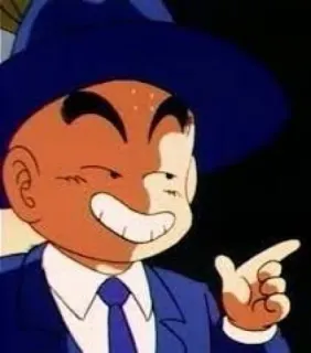 😈 Krillin Dragon Ball Anime, Personnage, Chapeau, Costume, Pointage telegram sticker