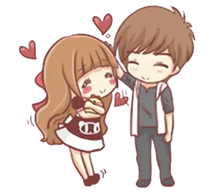 👫 Liebe, Paar, Herzen, Cartoon, süß, Beziehung, Chibi, Zuneigung telegram sticker