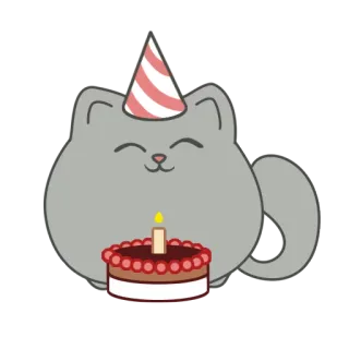 🎂 고양이, 생일, 케이크, 파티, 축하, 귀여운, 동물, 스티커 telegram sticker