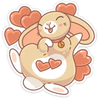 ❤️ rabbit, bunny, cute, hearts, peace symbol, kawaii, sticker telegram sticker
