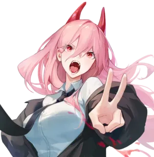 😸 Power Chainsaw Man anime, demon, horns, Power, Chainsaw Man telegram sticker