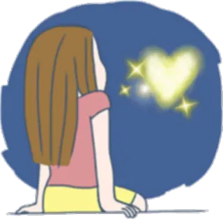 ✨ amor, coração, menina, desenho animado, estrelas, romântico telegram sticker