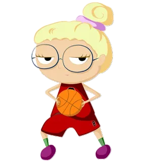 🏀 dziewczyna, koszykówka, kreskówka, postać, sport, okulary telegram sticker