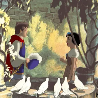 ⛄️ Snow White 공주, 왕자, 동화, 만화, 새, 백설공주 telegram sticker