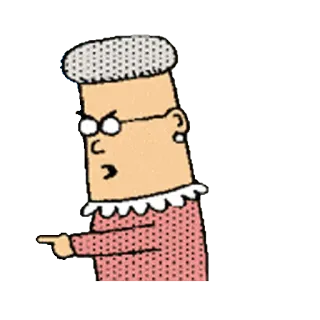 👈 Dilbert's Mom Dilbert Dilbert, cartoon, character, pointing, grandmother telegram sticker