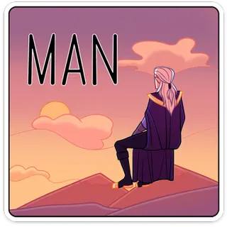 🌅 MAN Mann, Sonnenuntergang, Berge, Charakter, Anime, Kunstwerk, Nachdenklich telegram sticker