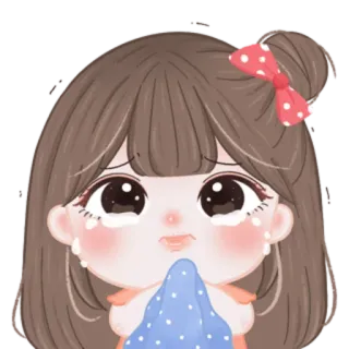 🎀 crying, sad, tears, girl, cartoon, emotional, illustration telegram sticker