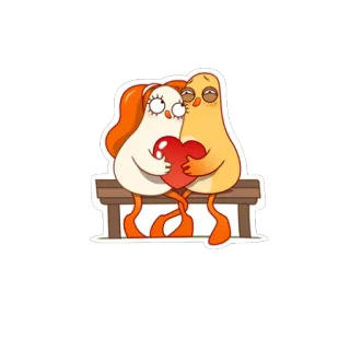 ❤ dibujos animados, amor, corazón, lindo, pareja, pájaros, abrazo telegram sticker
