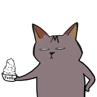 ☺️ FOOD gatto, cibo, animale, animale domestico, cartone animato, sarcastico, divertente, meme telegram sticker