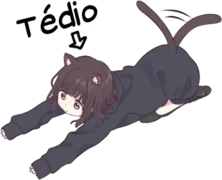 😖 Tédio anime, cat, girl, boredom, cartoon telegram sticker