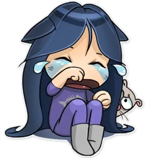 😢 crying, sad, cartoon, emotions, character, illustration whatsapp sticker
