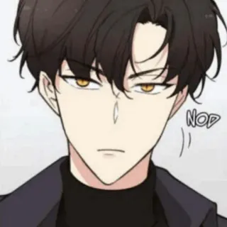 🎗 NOD 男, アニメ, うなずく, 考えている, 表情 telegram sticker