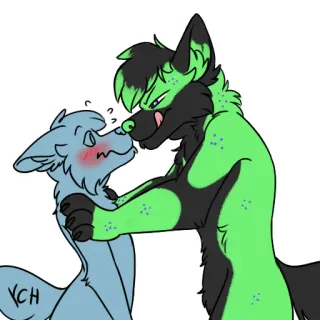😳 YCH furry, anthro, fursuit, ych, flirting, cute, canine, wolf telegram sticker