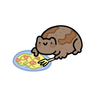 😋 ếch, spaghetti, mì ống, thức ăn, hoạt hình, dễ thương, động vật telegram sticker